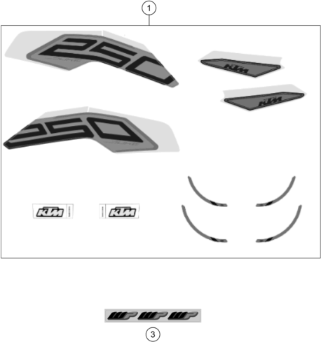 vue éclatée kit déco - ktm 250 duke, black 2 ckd ph 2023