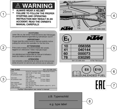 vue éclatée technic information sticker - ktm 790 adventure, white eu 2023