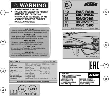 vue éclatée technic information sticker - ktm 890 duke gp, orange eu 2023