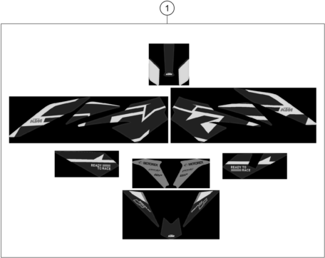 vue éclatée kit déco - ktm 890 duke gp, black eu 2023