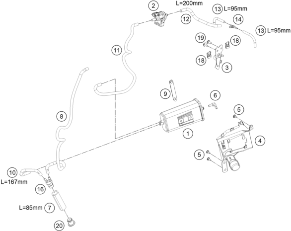 vue éclatée filtre à charbon actif - ktm 890 smt eu 2023