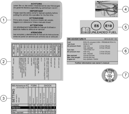 vue éclatée technic information sticker - ktm 890 adventure r cn 2023