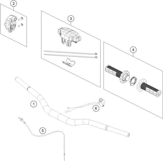 vue éclatée guidon, armatures - ktm 65 sx 2024
