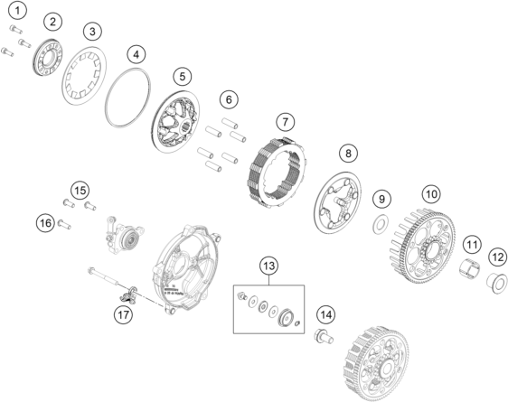 vue éclatée embrayage - ktm 65 sx 2024