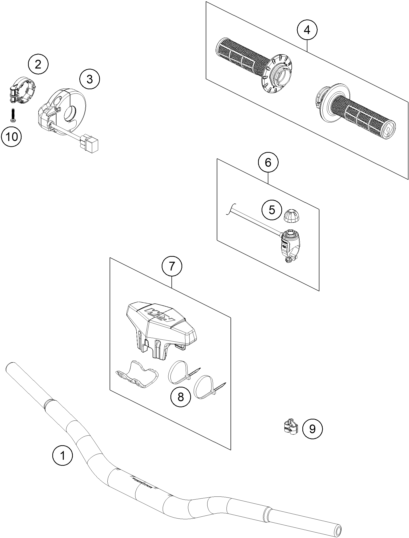 vue éclatée guidon, armatures - ktm sx-e 3 eu 2024