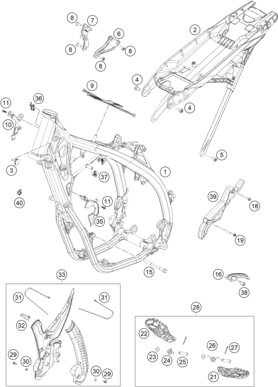 vue éclatée cadre - ktm 250 sx-f eu 2024