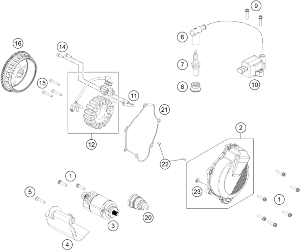 vue éclatée système de allumage - ktm 150 exc eu 2024