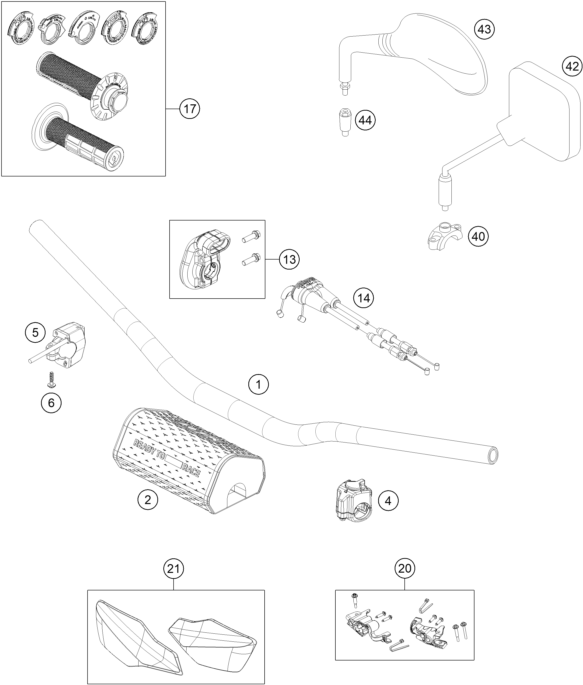 vue éclatée guidon, armatures - ktm 250 exc-f eu 2024