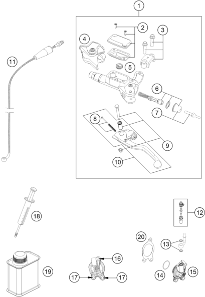 vue éclatée systéme d'embrayage - ktm 250 exc-f eu 2024