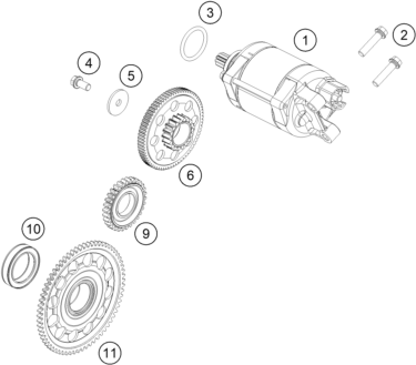 vue éclatée démarreur électrique - ktm 450 exc-f eu 2024