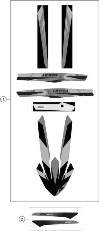 vue éclatée kit déco - ktm 300 exc hardenduro eu 2024