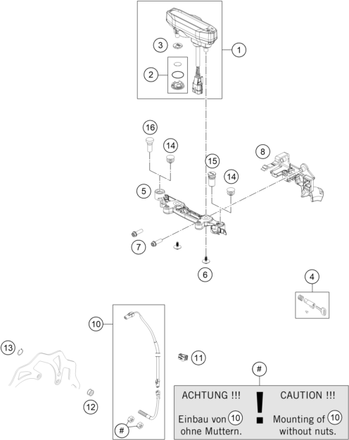 vue éclatée instruments / système de verrouillage - ktm 300 exc hardenduro eu 2024