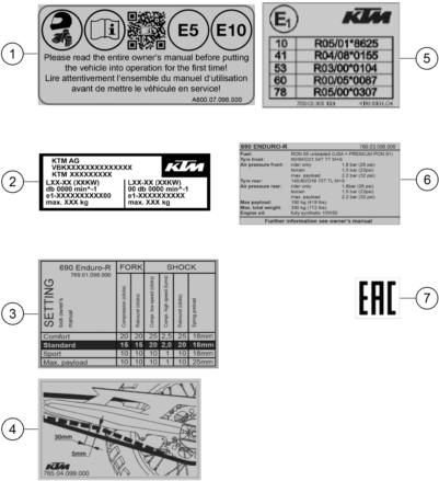 vue éclatée technic information sticker - ktm 690 enduro r eu 2024