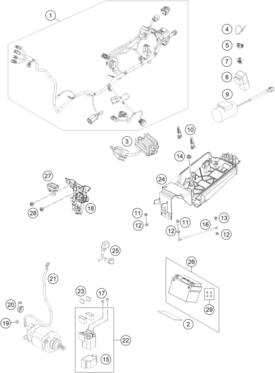 vue éclatée faisceau de câbles - ktm 450 smr eu 2024