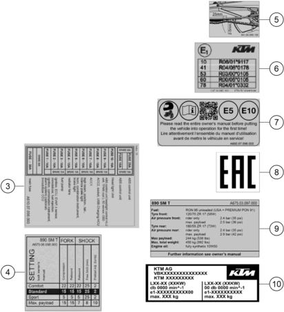 vue éclatée technic information sticker - ktm 890 smt eu 2024