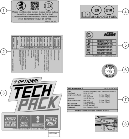 vue éclatée technic information sticker - ktm ktmr2r 890 adventure r cn 2024