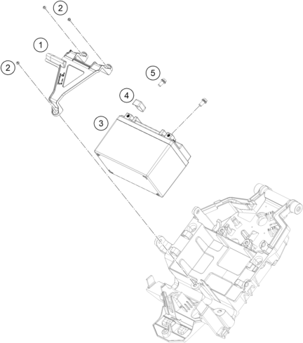 vue éclatée batterie - ktm 990 duke, orange eu 2024