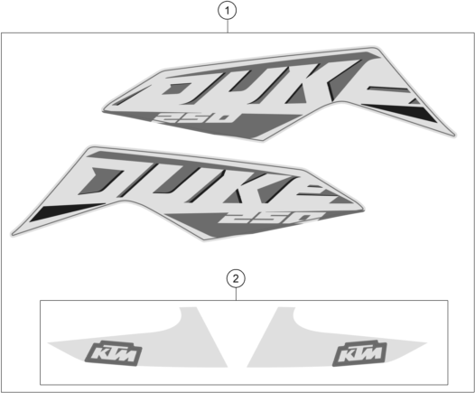 vue éclatée kit déco - ktm 250 duke, white ckd ph 2024