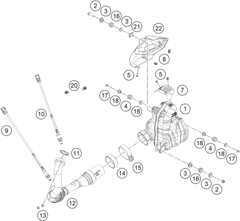 vue éclatée système d'echappement - ktm 390 duke, orange eu 2024