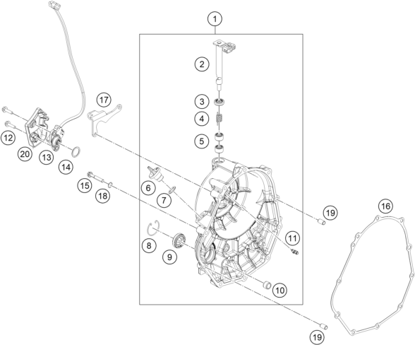 vue éclatée couvercle d’embrayage - ktm 390 duke, blue - ckd ph 2024