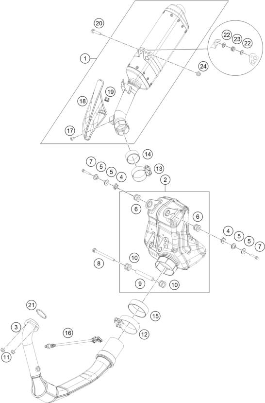 vue éclatée système d'echappement - ktm 390 adventure, white - ckd co 2024