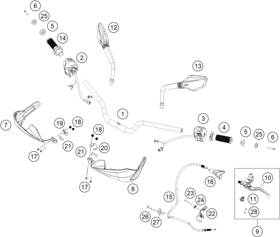vue éclatée guidon, armatures - ktm 390 adventure, white - ckd co 2024