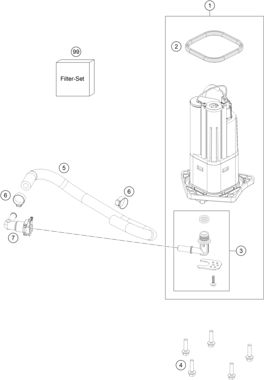 vue éclatée pompe à essence - ktm 790 duke, orange cn 2024