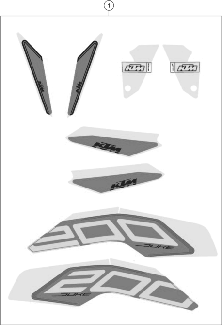vue éclatée kit déco - ktm 200 duke white, w/o abs - ckd co 2023