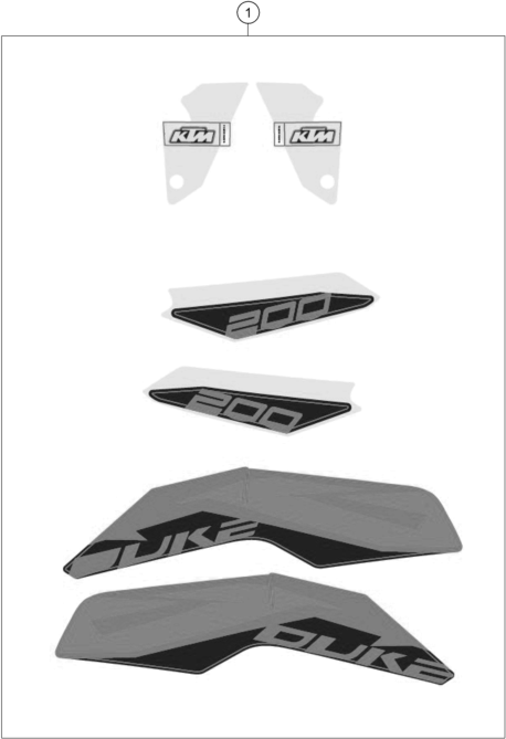 vue éclatée kit déco - ktm 200 duke, orange, w/o abs - ckd co 2023