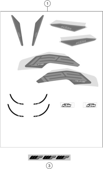 vue éclatée kit déco - ktm 125 duke, black eu 2021