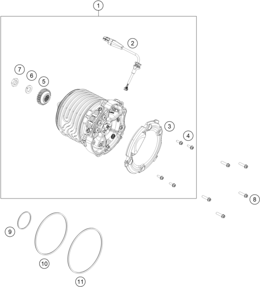 vue éclatée electric motor, mdu, vcu - ktm freeride e 660w eu 2025
