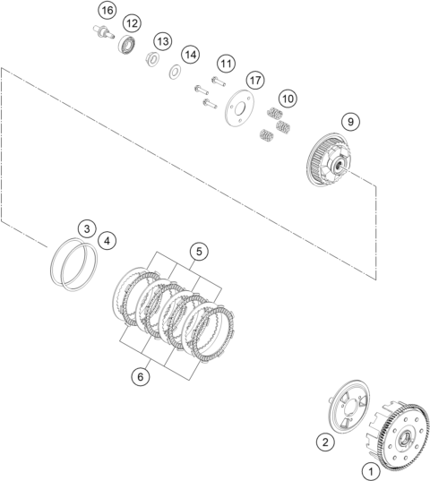 vue éclatée embrayage - ktm 125 smc r eu 2025