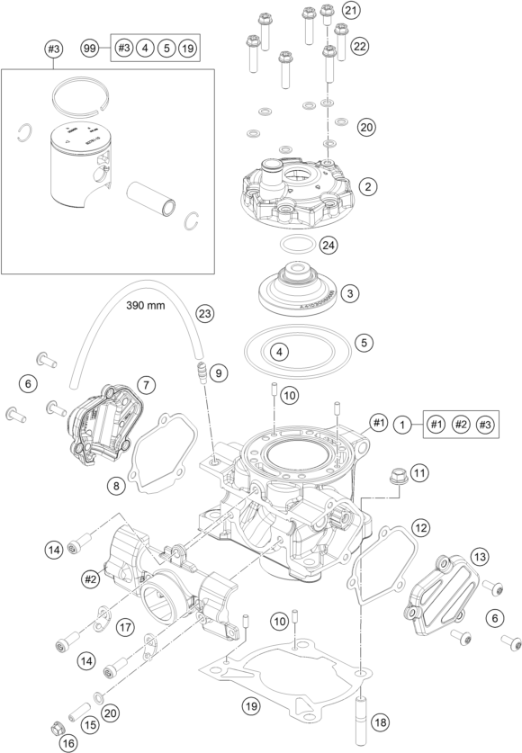 vue éclatée cylindre - ktm 85 sx 19/16 2025