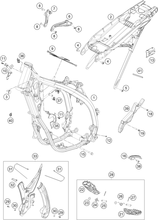 vue éclatée cadre - ktm 125 xc-w eu 2025
