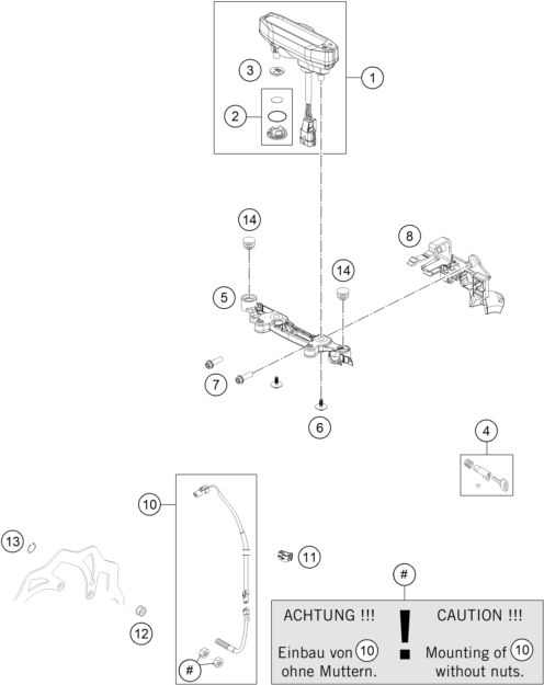 vue éclatée instruments / système de verrouillage - ktm 125 xc-w eu 2025