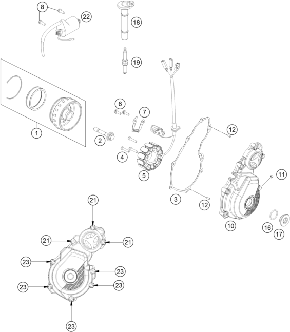 vue éclatée système de allumage - ktm 350 exc-f eu 2025