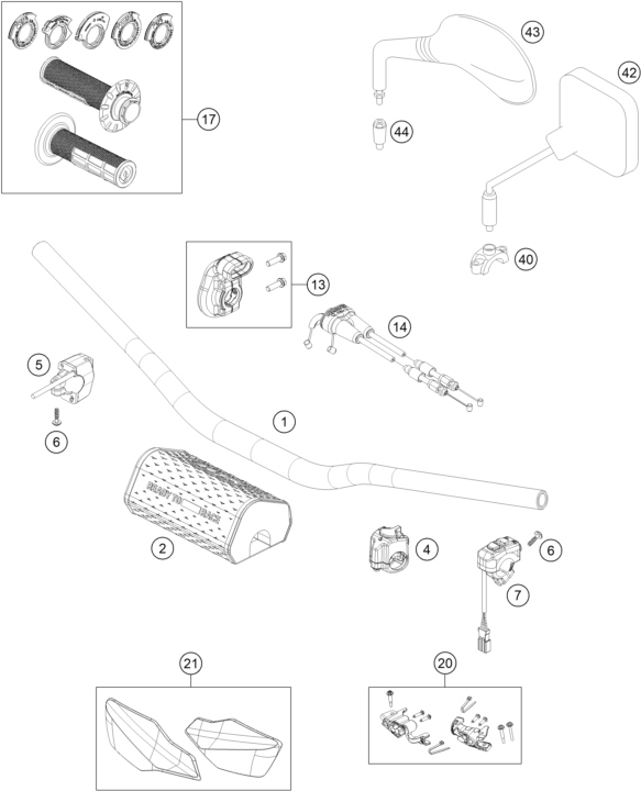 vue éclatée guidon, armatures - ktm 450 exc-f six days eu 2025