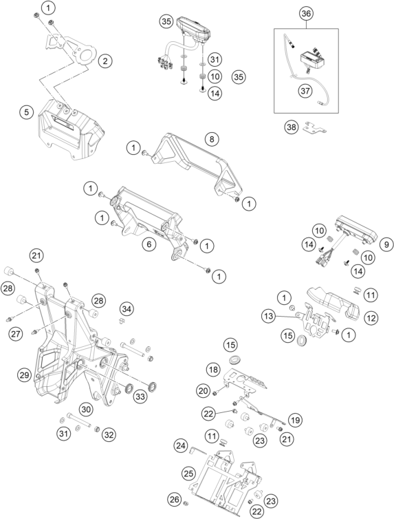 vue éclatée instruments / système de verrouillage - ktm ktm 450 rally replica 2025