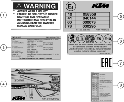 vue éclatée technic information sticker - ktm 790 adventure, orange eu 2025