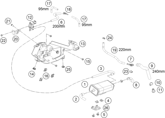 vue éclatée filtre à charbon actif - ktm 790 duke l, orange eu 2025