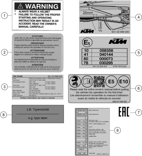 vue éclatée technic information sticker - ktm 790 duke l, black eu 2025