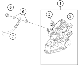 vue éclatée étrier de frein arrière - ktm 200 duke, orange, abs-ckd co 2025