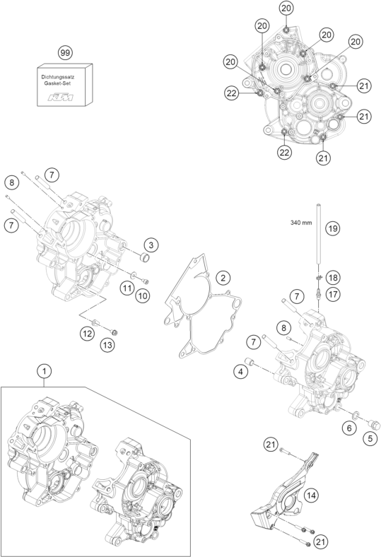 vue éclatée carter moteur - ktm 65 sx ckd cn 2024