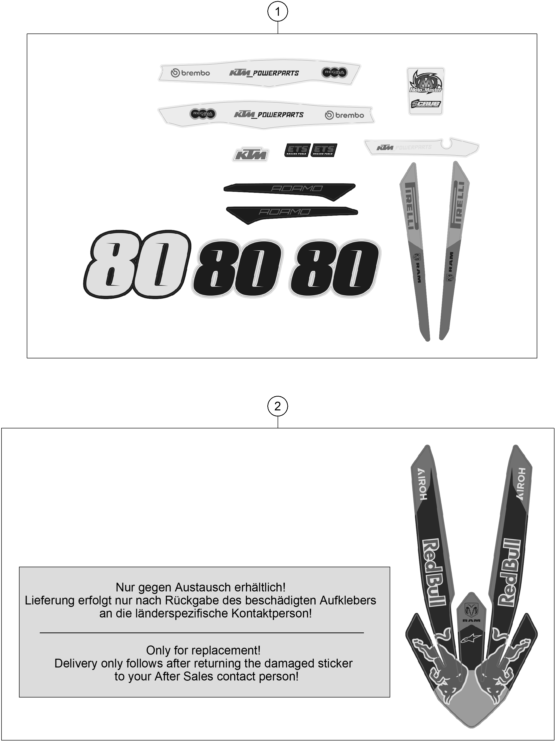 vue éclatée kit déco - ktm 250 sx-f adamo edition 2025
