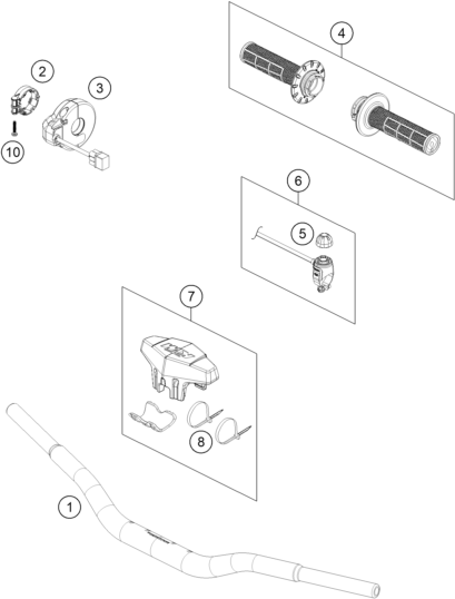 vue éclatée guidon, armatures - ktm sx-e 5 2026