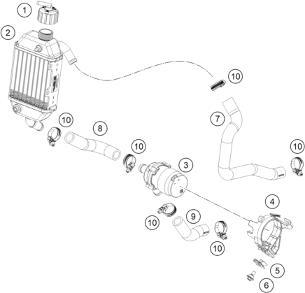 vue éclatée système de refroidissement - ktm sx-e 5 2026