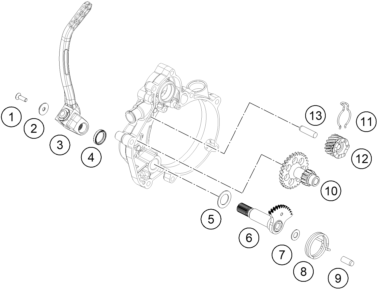 vue éclatée démarreur kick - ktm 50 sx 2026