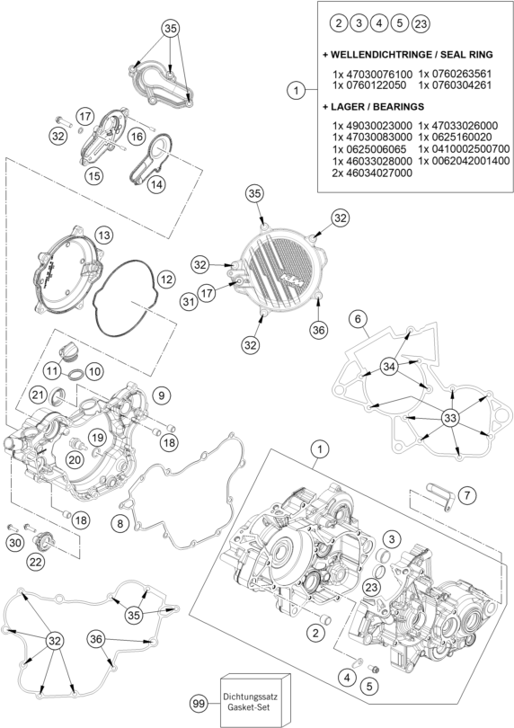 vue éclatée carter moteur - ktm 85 sx 17/14 eu 2026