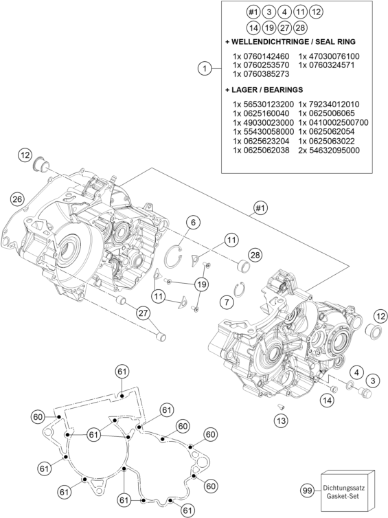 vue éclatée carter moteur - ktm 300 sx eu 2026