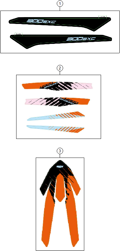 vue éclatée kit déco - ktm 300 exc hardenduro eu 2026
